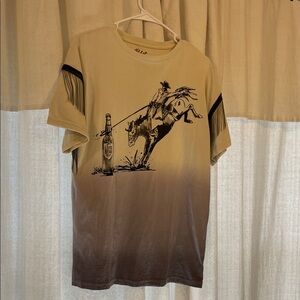 Buckle Cowboy Graphic Tee - Cream and Brown
